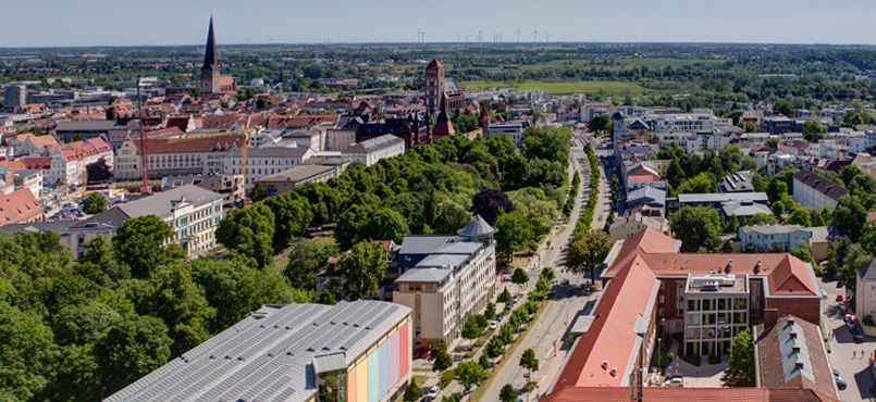 Haus Landgericht Rostock von oben