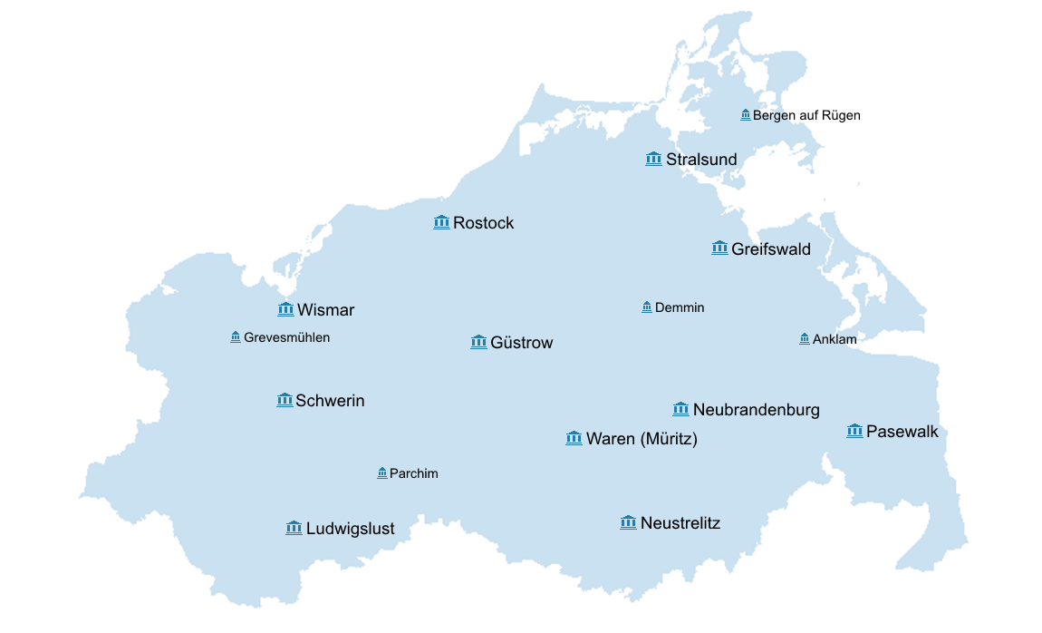 Karte der Gerichtsstandorte Karte der Gerichtsstandorte